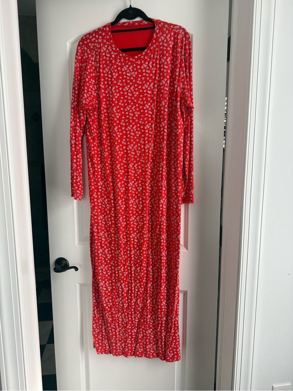 ASOS Red Floral Long Sleeve Maxi Dress